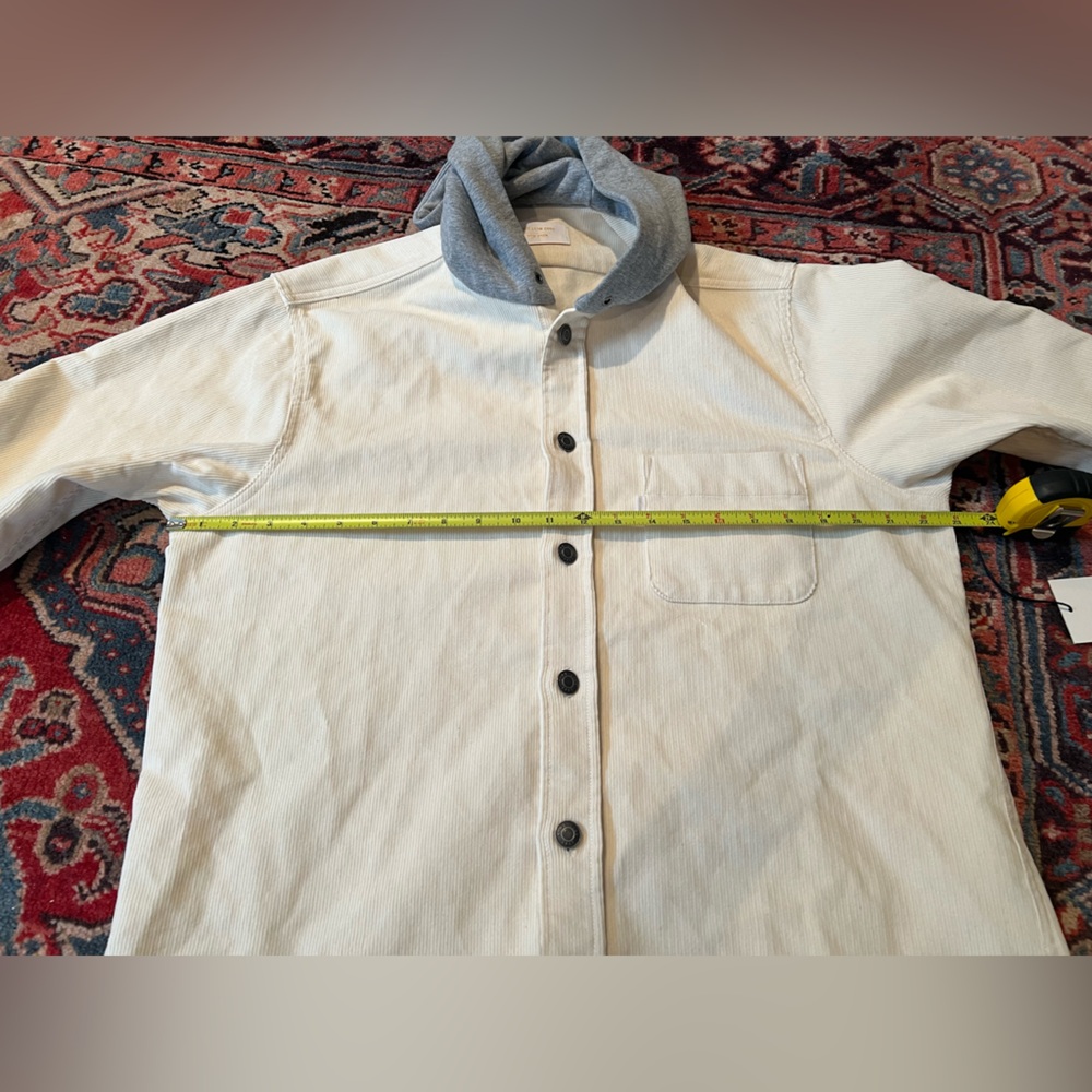 NWT Aime Leon Dore Cream Corduroy Button Up Shacket with Hood— Size Large - Picture 9 of 12